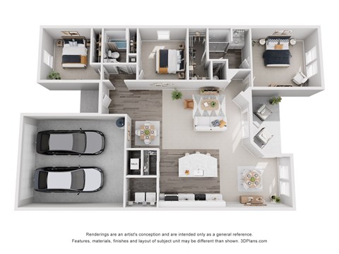 Floor plan for 3 beds, 2 baths, 1711 sqft
